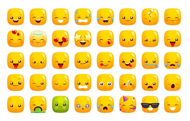 Sourire Emoji Et Icônes D'expression Visages D'émoticônes