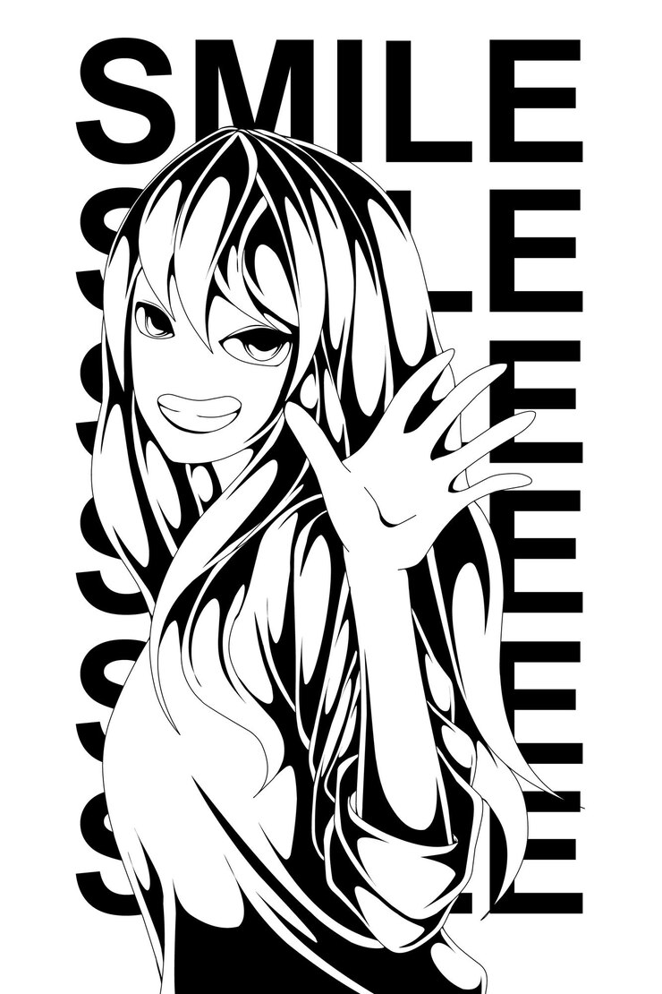 Vecteur sourire fille illustration dessin au trait