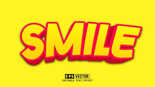 Sourire modifiable effet de texte modifiable 3d avec arrière-plan