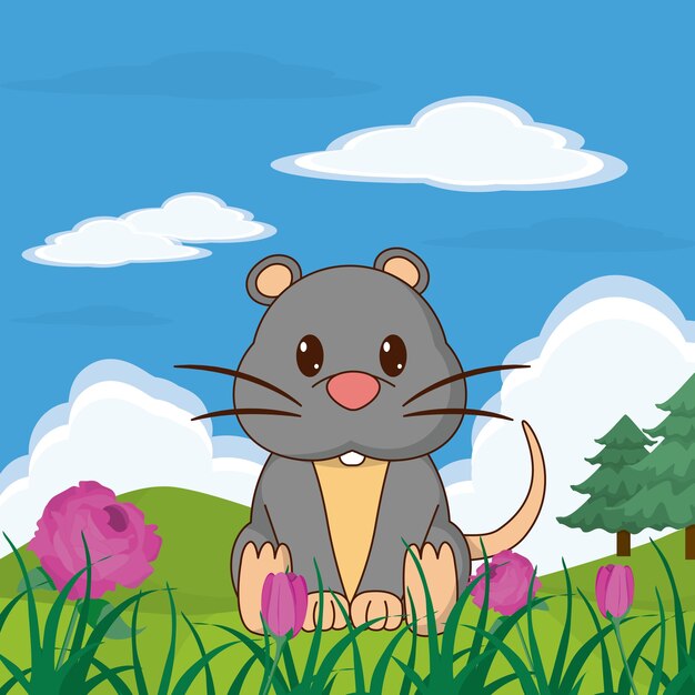 Souris animal mignon dans le paysage