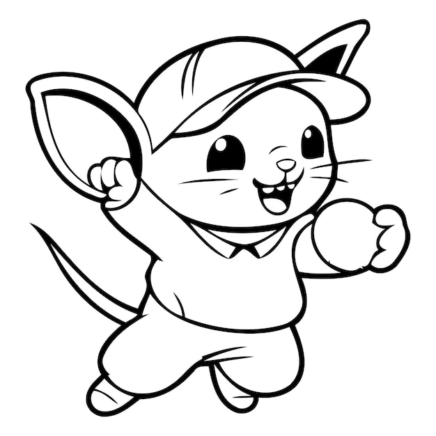 Vecteur une souris de dessin animé mignonne en cours d'exécution illustration vectorielle d'une souris blanche