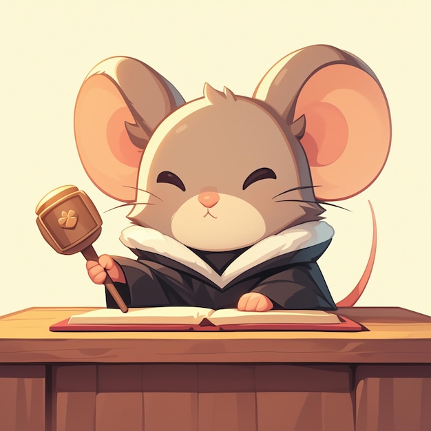 Vecteur une souris juge dans le style des dessins animés