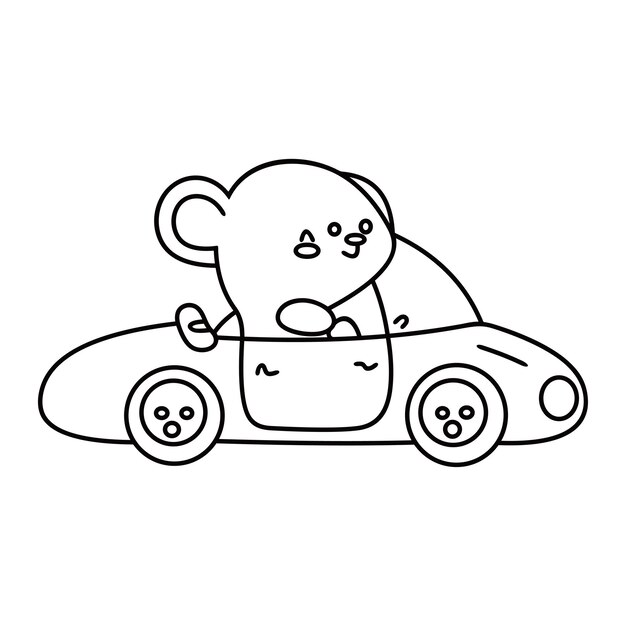 Une Souris Mignonne Conduisant La Voiture Dessin Animé Vectoriel