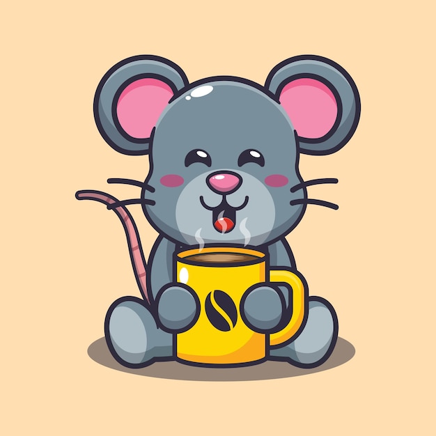 Souris Mignonne Avec Du Café Chaud