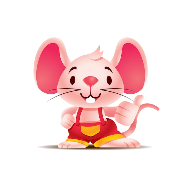 Souris Avec De Grandes Oreilles Roses Illustration de Vecteur