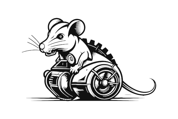 Vecteur souris et rat fabriqués avec des engrenages comme un réservoir minimal vector logo design tshirt sublimation illustration