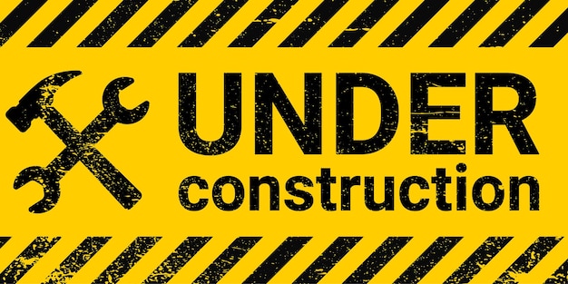 Vecteur sous le panneau du chantier de construction, des rayures diagonales noires et jaunes