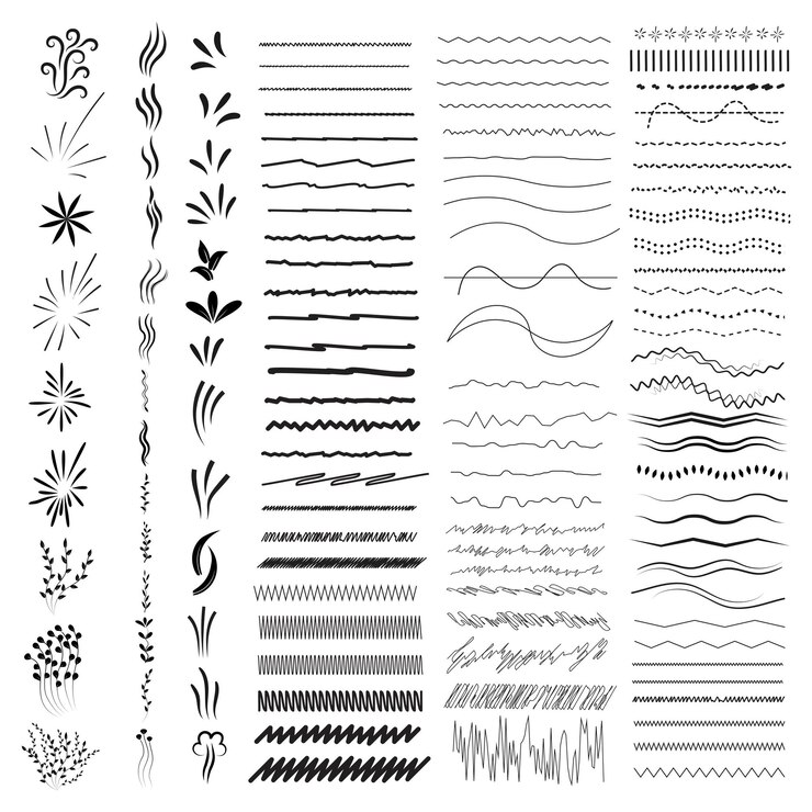 Vecteur sous-titré à la main border divider icon set doodle éléments conception du cadre