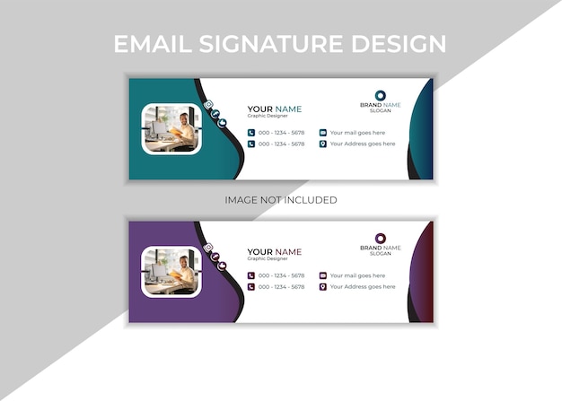 Sous-titre de signature d'e-mail vectorielle et modèle de bannière de médias sociaux