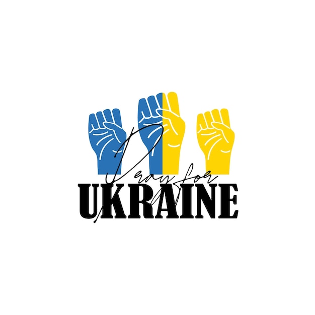 Soutenez L'ukraine Priez Pour L'illustration Du Concept De Paix De L'ukraine Icône De Drapeau Bleu Et Jaune