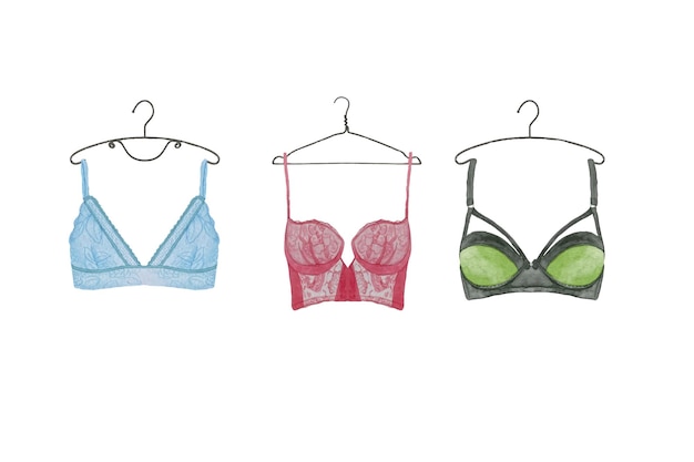 Soutien-gorge En Dentelle Colorée Aquarelle Sur Cintre