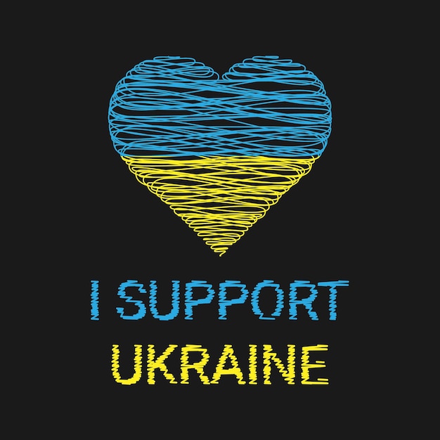 Soutien à L'ukraine Avec Un Symbole De Coeur Aux Couleurs Du Drapeau Ukrainien Sur Fond Blanc