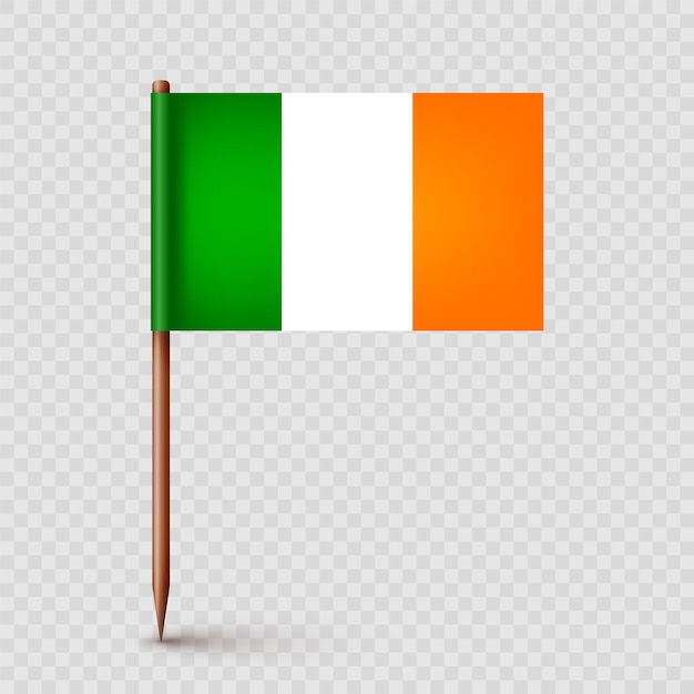 Vecteur souvenir réaliste du drapeau irlandais en bois avec une marque d'emplacement du drapeau en papier