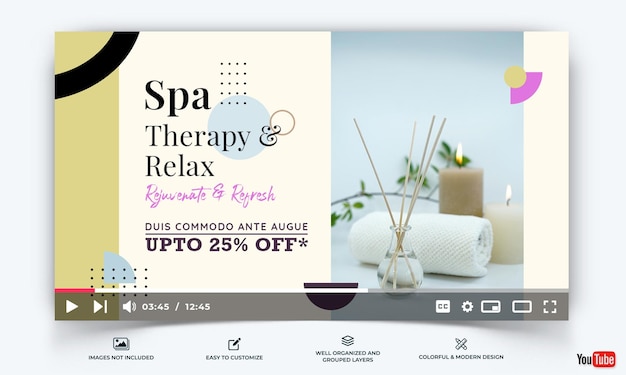 Vecteur spa et salon de beauté youtube thumbnail template vector premium