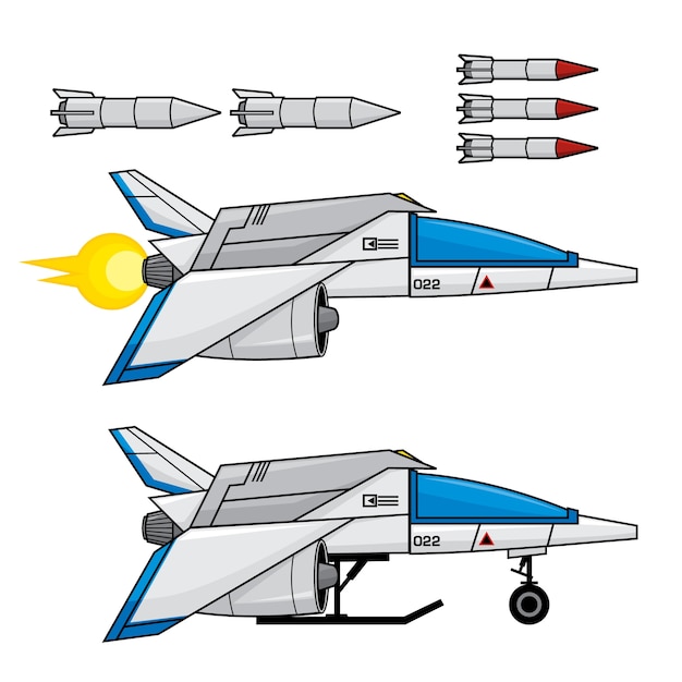 Vecteur space fighter + rockets jeu actif