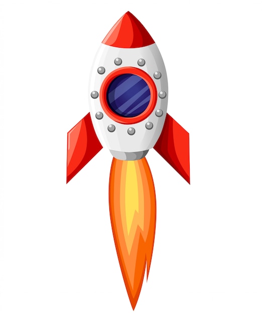 Space Rocket Start Up And Launch Symbol Nouvelles Entreprises Innovation Development Flat Design Icons Set Template Illustration.