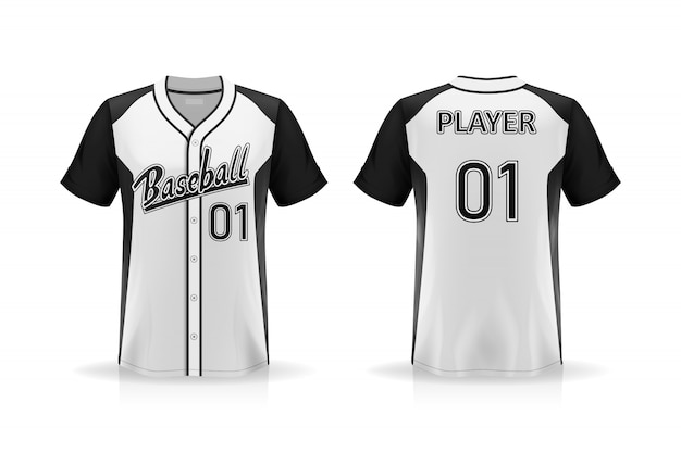 Spécification Baseball T Shirt Mockup Isolé Sur Fond Blanc, Espace Vide Sur La Chemise Pour La Conception Et Le Placement D'éléments Ou De Texte Sur La Chemise, Vierge Pour L'impression, Illustration Vectorielle