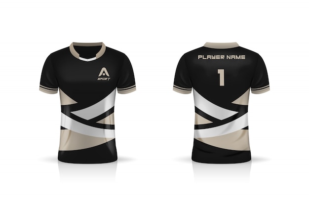 Vecteur spécifications soccer sport, esport gaming t shirt jersey template. uniforme. illustration