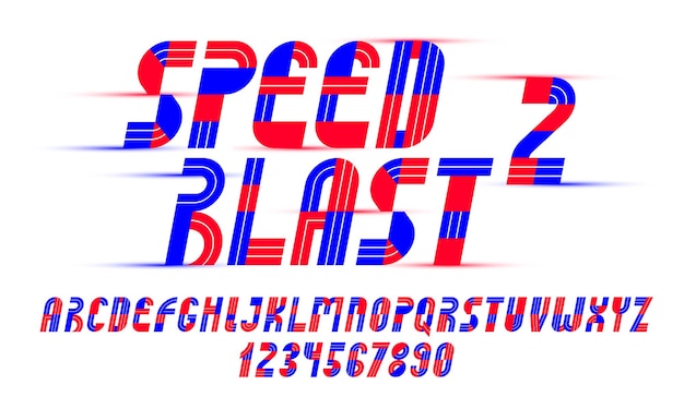 Speed Blast Style Sport Police Vectorielle Géométrique Futuriste Alphabet Numéros Inclus Style Des Années 90 Technologie Police Utile Pour La Création De Logo