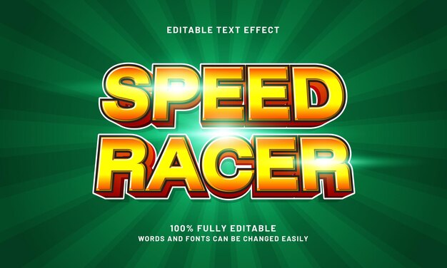 speed racer effets de texte modifiables avec un thème de vitesse et de course