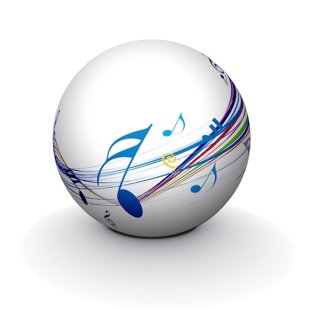 Sphère 3d abstraite avec conception de sphère de motif de note de musique.