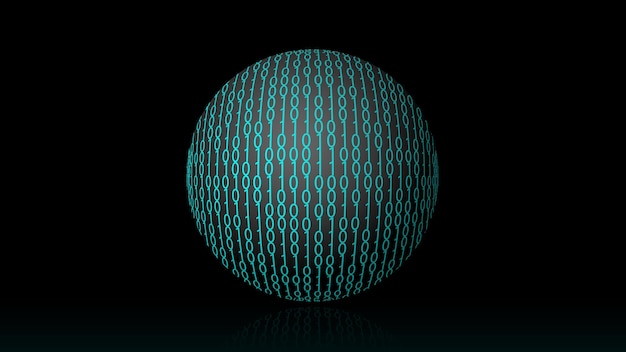 Sphère abstraite avec matrice bleue sur fond noir Illustration vectorielle
