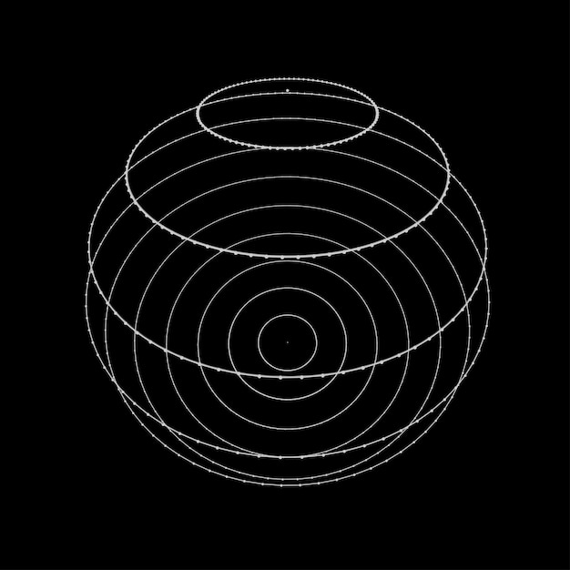 Sphère composée de points et de lignes Structure de connexion réseau Visualisation de données volumineuses Illustration vectorielle