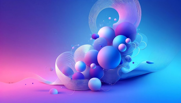 Vecteur des sphères et des courbes ludiques en gradient bleu violet