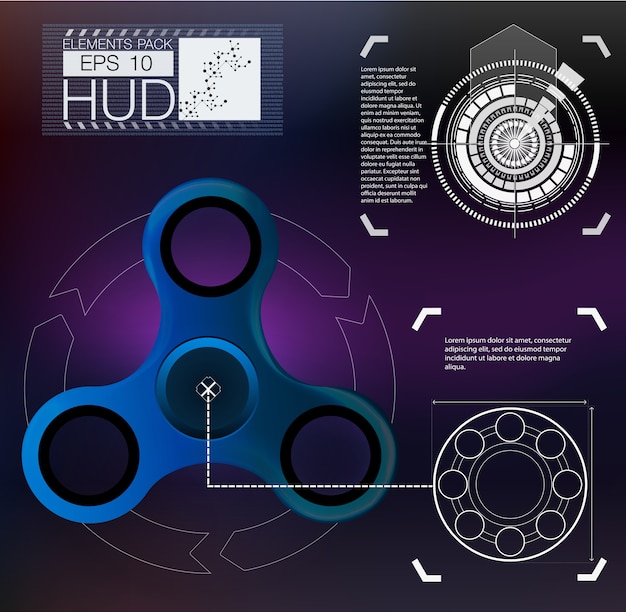 Spinner Infographique, Spinner D'éléments Hud. Interface Utilisateur Futuriste.