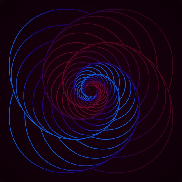 Vecteur une spirale bleue et rouge avec un cercle rouge au centre