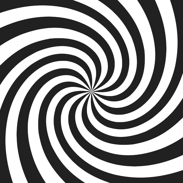 Spirale psychédélique avec rayons gris radiaux. Swirl fond rétro tordu. Illustration d'effet comique.