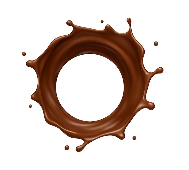 Splash de chocolat liquide Splash de chocolate fondu Tourbillon de chocolat réaliste avec des gouttes liquides Illustration vectorielle
