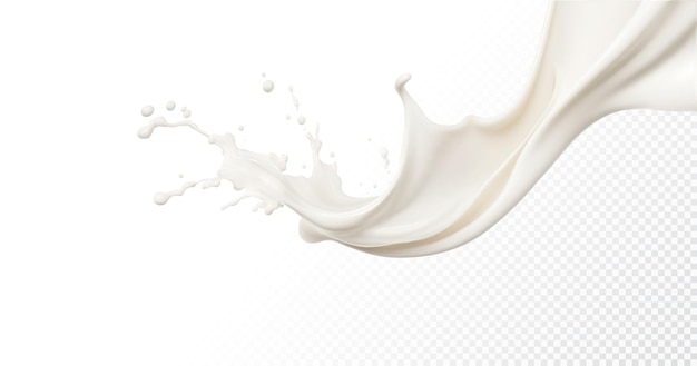 Vecteur splash de lait isolé sur un fond transparent illustration vectorielle réaliste