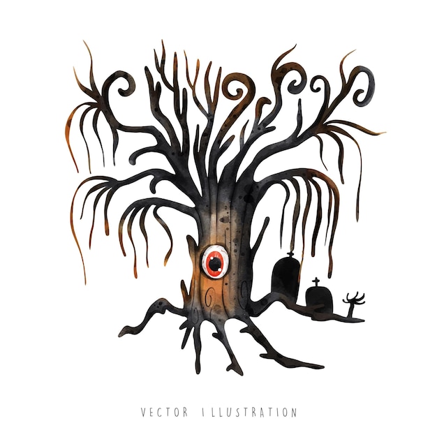 Spooky Arbre Halloween élément Vector Illustration