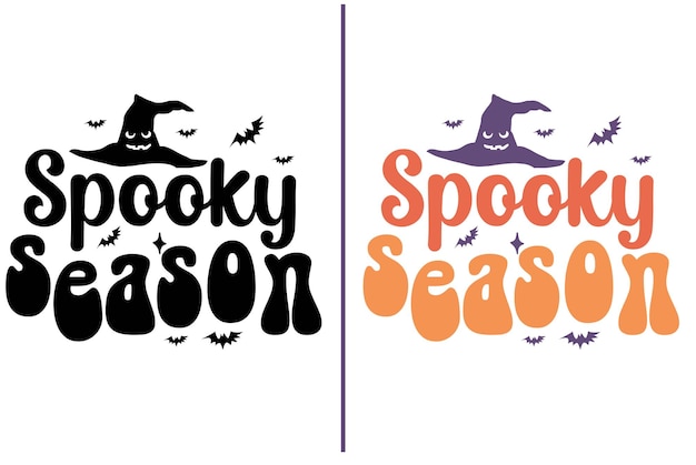 Spooky Season Halloween Cite La Conception De T-shirt De Typographie Ondulée Rétro, Fichier De Coupe D'halloween