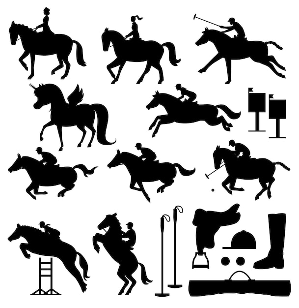 Sport équestre Cheval vecteur Silhouettes