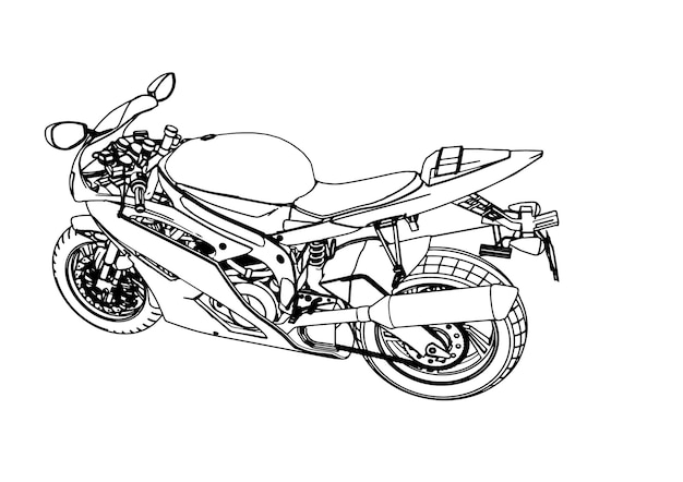 Sport Moto Croquis Fond Blanc Vecteur