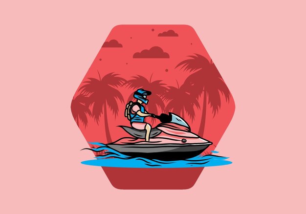 Sport Nautique à Moteur Sur L'illustration De La Plage