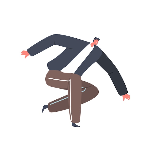 Sportif Adolescent Personnage Masculin Sauter Ou Danser Isolé Sur Fond Blanc Homme Exerçant Parkour Sport Sauter Par-dessus La Barrière Danse Hip Hop Activité Extrême Dessin Animé Gens Illustration Vectorielle