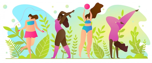 Sports actifs en été, Illustration.