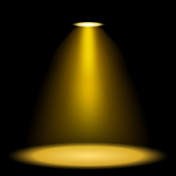 Vecteur spots dorés brillants sur fond transparent