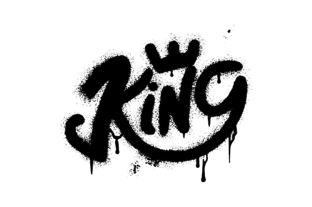 Spray peint Graffiti mot KING pulvérisé isolé sur fond blanc