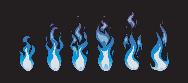 Vecteur sprites d'animation de vecteur de feu bleu