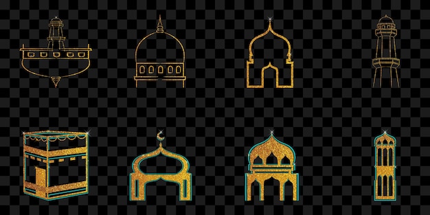 Squelette De Mosquée Ornement Graphique De Luxe Islamique Doré Sur Transparent