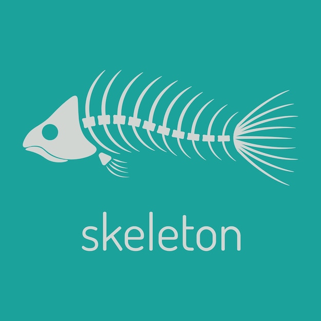 Squelette De Poisson Style Plat Illustration Vectorielle