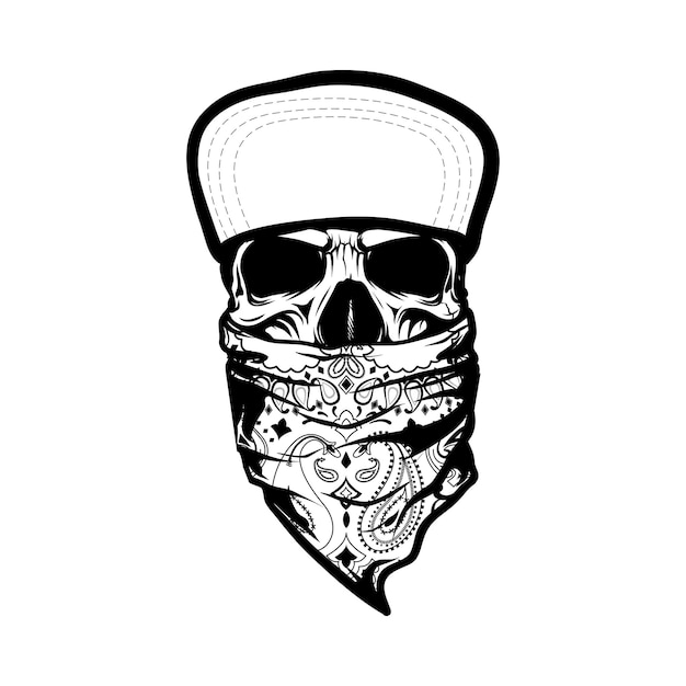 Squelette portant un bandana et une casquette