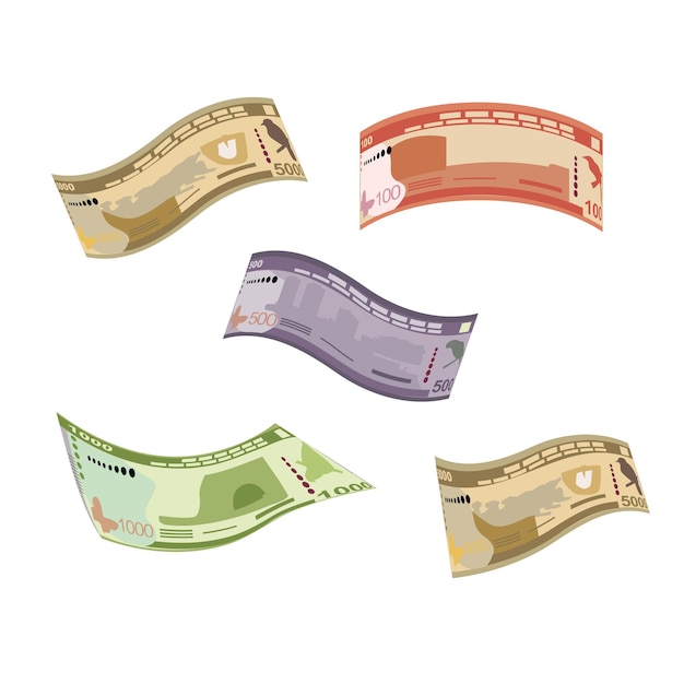 Vecteur sri lanka rupee vector illustration money set bundle billets falling flying money rs