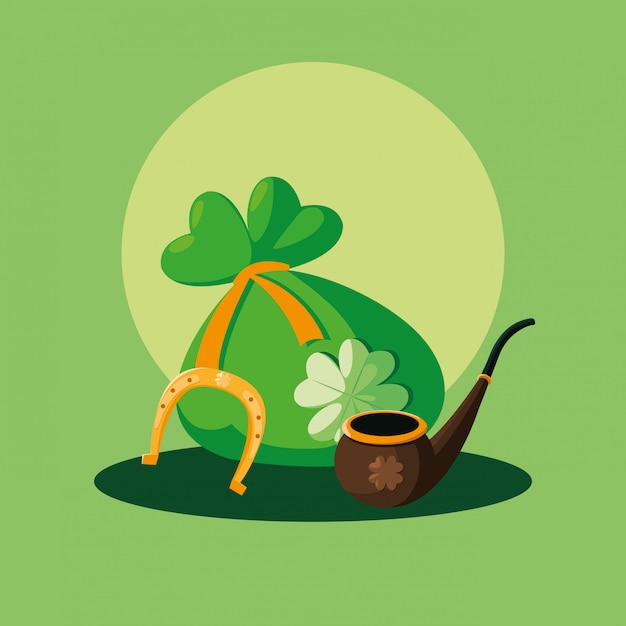 St Patrick Jour Avec Sac Argent Et Pipe En Bois