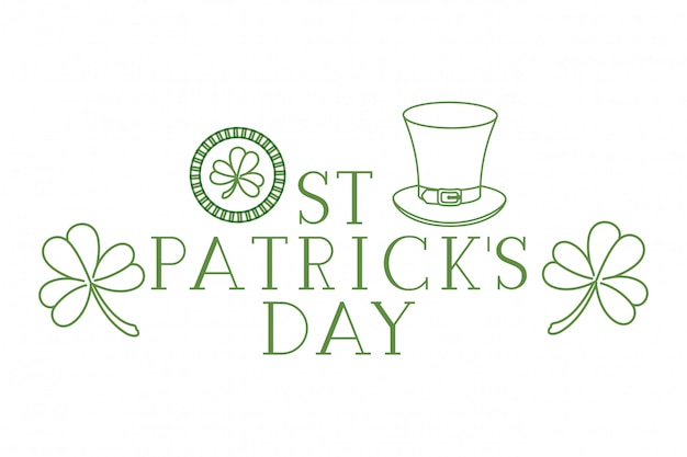 St patrick`s day label avec des icônes de chapeau de trèfle et elf
