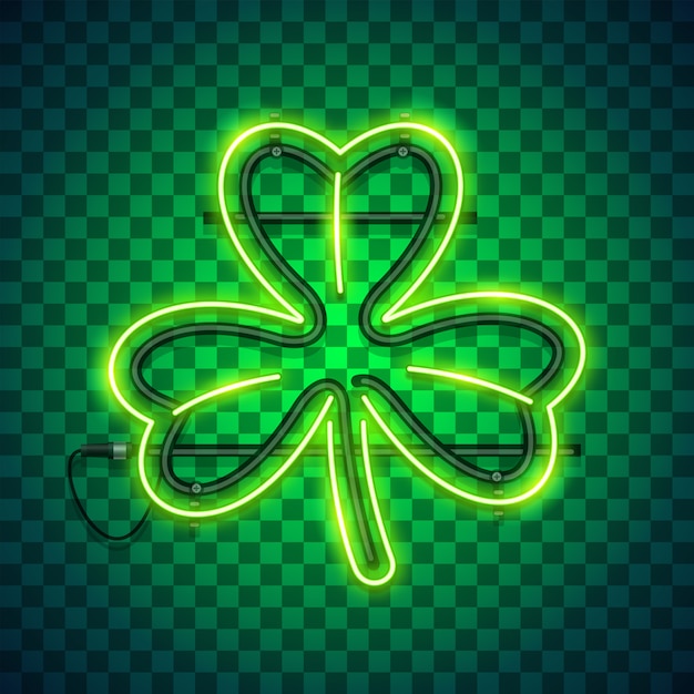 St Patricks Day Clover Neon Sign Dark